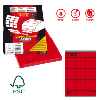 Etichetta adesiva C500 - permanente - 70 x 36 mm - 24 etichette per foglio - rosso - scatola 100 fogli A4 - Markin - 210C500R - 8007047921635 - DMwebShop
