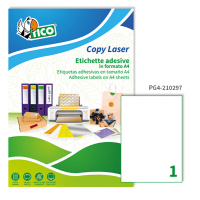 Etichetta adesiva PG4 - carta - permanente - 210 x 297 mm - 1 etichetta per foglio - bianco lucido - conf. 100 fogli A4 - Tico - PG4-210297 - 8007827242110 - DMwebShop