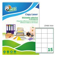 Etichetta adesiva LP4W - permanente - 70 x 50,8 mm - 15 etichette per foglio - bianca - conf. 100 fogli A4 - Tico - LP4W-7050 - 8007827291217 - DMwebShop