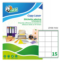 Etichetta adesiva LP4W - permanente - 70 x 50,8 mm - 15 etichette per foglio - bianca - conf. 100 fogli A4 - Tico - LP4W-7050 - 8007827291217 - DMwebShop