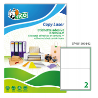 Etichetta adesiva LP4W - permanente - 200 x 142 mm - 2 etichette per foglio - bianco - conf. 100 fogli A4 - Tico - LP4W-200142 - 8007827290340 - DMwebShop