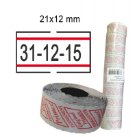 Rotolo da 1000 etichette per Smart - 21 x 12 mm - adesivo permanente - bianco con righe rosse - Pack 10 rotoli - Printex 2112rbp6st