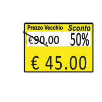 Rotolo da 600 etichette per Z 17 - 'PREZZO VECCHIO - SCONTO' - 26 x 19 mm - adesivo removibile - giallo - pack 10 rotoli - Printex