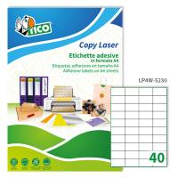 Etichetta adesiva LP4W - in carta - permanente - 52 x 30 mm - 40 etichette per foglio - bianco - conf. 100 fogli A4 - Tico - LP4W-5230 - 8007827290203 - DMwebShop