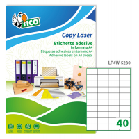 Etichetta adesiva LP4W - in carta - permanente - 52 x 30 mm - 40 etichette per foglio - bianco - conf. 100 fogli A4 - Tico - LP4W-5230 - 8007827290203 - DMwebShop