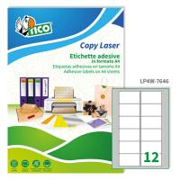 Etichetta adesiva LP4W - in carta - permanente - 76,2 x 46,4 mm - 12 etichette per foglio - bianco - conf. 100 fogli A4 - Tico - LP4W-7646 - 8007827290487 - DMwebShop