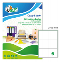 Etichetta adesiva LP4W - permanente - 99,1 x 93,1 mm - 6 etichette per foglio - bianco - conf. 100 fogli A4 - Tico - LP4W-9993 - 8007827290326 - DMwebShop
