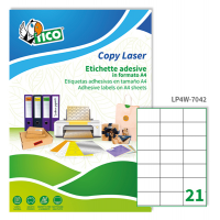 Etichetta adesiva LP4W - in carta - permanente - 70 x 42,3 mm - 21 etichetta per foglio - bianco - conf. 100 fogli A4 - Tico - LP4W-7042 - 8007827291200 - DMwebShop