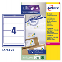 Etichetta adesiva L4761 - permanente - 192 x 61 mm - 4 etichette per foglio - bianco coprente - conf. 25 fogli A4 - Avery - L4761-25 - 4004182019252 - DMwebShop