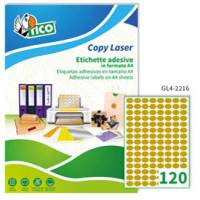 Etichette adesive ovali GL4 in carta permanenti 22 x 16 mm 120 etichette per foglio 100 fogli oro satinato Tico GL4 2216 - 1862