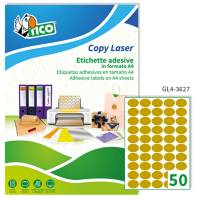 Etichette adesive ovali GL4 in carta permanenti 36 x 27 mm 50 etichette per foglio 100 fogli oro satinato Tico GL4 3627 - 1858