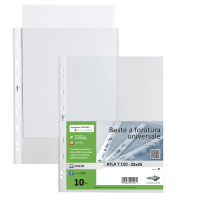 Buste forate Atla T - pesante liscio - 25 x 35 cm - trasparente - conf. 10 pezzi - Sei Rota - 662515 - 8004972012827 - DMwebShop