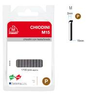 Chiodini M15 per fissatrici - con testa - 15 mm - acciaio - conf. 1700 pezzi - Romeo Maestri - 1130803 - 8005231465019 - DMwebShop