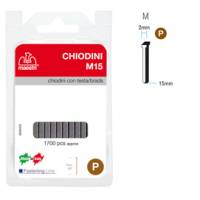 Chiodini M15 per fissatrici - con testa - 15 mm - acciaio - conf. 1700 pezzi - Romeo Maestri - 1130803 - 8005231465019 - DMwebShop