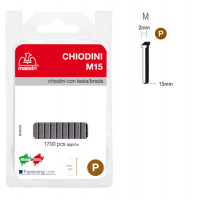 Chiodini M15 per fissatrici - con testa - 15 mm - acciaio - conf. 1700 pezzi - Romeo Maestri - 1130803 - 8005231465019 - DMwebShop