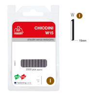 Chiodini W15 per fissatrici - senza testa - 15 mm - acciaio - conf. 2000 pezzi - Romeo Maestri 1130820