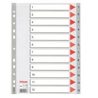 Separatore numerico 1/12 - PPL - A4 - 22,5 x 29,7 cm - grigio - conf. 10 pezzi - Esselte - 100106 - 5902812001068 - DMwebShop