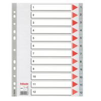 Separatore numerico 1/12 - PPL - A4 - 22,5 x 29,7 cm - grigio - conf. 10 pezzi - Esselte - 100106 - 5902812001068 - DMwebShop