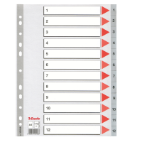 Separatore numerico 1/12 - PPL - A4 - 22,5 x 29,7 cm - grigio - Esselte 100106