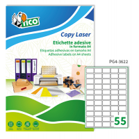 Etichetta adesiva PG4 - in carta - permanente - 36 x 22 mm - 55 etichette per foglio - bianco lucido - conf. 100 fogli A4 - Tico - PG4-3622 - 8007827242042 - DMwebShop