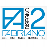 Blocco F2 - 24 x 33 cm - 20 fogli - 110 gr - ruvido - 4 angoli - Fabriano 06000516