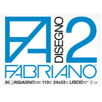 Blocco F2 - 24 x 33 cm - 20 fogli - 110 gr - liscio - squadrato - 4 angoli - Fabriano 06201516