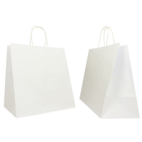 Shopper in carta maniglie cordino - 32 x 20 x 33 cm - bianco - conf. 25 sacchetti - Cartabianca 072987