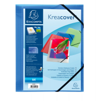 Cartella personalizzabile Kreacover - con elastico - PP - 24 x 32 cm - blu trasparente - Exacompta 55182E