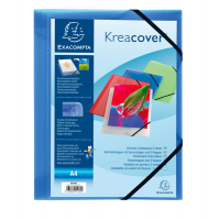 Cartella personalizzabile Kreacover - con elastico - PP - 24 x 32 cm - blu trasparente - Exacompta - 55182E - 3130630551829 - DMwebShop