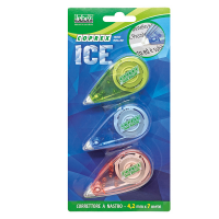 Correttore a nastro Mini roller - 4,2 mm x 7 mt - versione Ice - conf. 3 pezzi - Lebez 9093