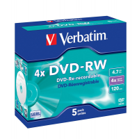 Scatola 5 DVD-RW - Jewel Case - serigrafato - 4,7 Gb - Verbatim - 43285 - 023942432852 - DMwebShop