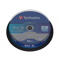 Scatola 10 DVD Blu Ray BD-R SL - Jewel Case - Bianco-Blu - 25 Gb - Verbatim 43742