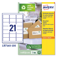 Etichette per buste e pacchi in carta riciclata - bianca - 63,5 x 38,1 mm - 100 fogli - Avery - LR7160-100 - 5014702815058 - DMwebShop