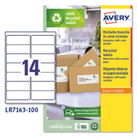 Etichette per buste e pacchi in carta riciclata - bianca - 99,1 x 38,1 mm - 100 fogli - Avery - LR7163-100 - 5014702815072 - DMwebShop