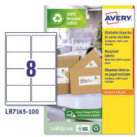 Etichette per buste e pacchi in carta riciclata - bianca - 99,1 x 67,7mm - 100 fogli - Avery - LR7165-100 - 5014702815089 - DMwebShop