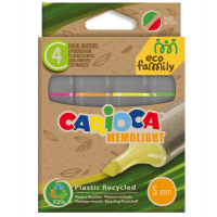 Evidenziatore Memolight Eco Family - colori assortiti - scatola 4 pezzi - Carioca - 43098 - 8003511430986 - DMwebShop