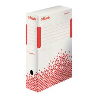 Scatola archivio Speedbox - dorso 10 cm - 35 x 25 cm - bianco e rosso - conf. 25 pezzi - Esselte - 623908 - 4049793025988 - DMwebShop