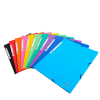 Cartellina con elastico - cartoncino lustre' - 3 lembi - 400 gr - 24 x 32 cm - mix 10 colori - Exacompta 55500E