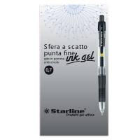 Penna a sfera a scatto con inchiostro gel punta fine 0,7 mm nero - 9876