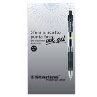 Penna a sfera a scatto con inchiostro gel - punta fine 0,7 mm - nero - conf. 12 pezzi - Starline - STL1208. - 8025133023698 - DMwebShop