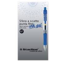 Penna a sfera a scatto con inchiostro gel - punta fine 0,7 mm - blu - conf. 12 pezzi - Starline - STL1209. - 8025133023711 - DMwebShop