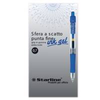 Penna a sfera a scatto con inchiostro gel - punta fine 0,7 mm - blu - conf. 12 pezzi - Starline - STL1209. - 8025133023711 - DMwebShop