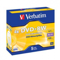 Scatola 5 DVD+RW - Jewel Case - serigrafato - 4,7 Gb - Verbatim - 43229 - 023942432296 - DMwebShop
