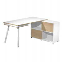 Workstation Midi - gambe in metallo - 130 x 120 x H 81,5 cm - bianco-rovere - Artexport - 20080-DJ-3C-AM - DMwebShop