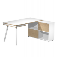 Workstation Maxi - gambe in metallo - 160 x 140 x H 81,5 cm - bianco-rovere - Artexport - 19130-DJ-3C-AM - DMwebShop