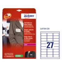 Etichette per tessuto in seta acetata - L4784-20fg - 27 etichette per foglio - 63,5 x 29,6 cm - Avery - L4784-20 - 5014702821004 - DMwebShop