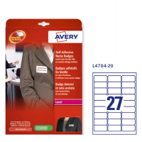 Etichette per tessuto in seta acetata - L4784-20fg - 27 etichette per foglio - 63,5 x 29,6 cm - Avery - L4784-20 - 5014702821004 - DMwebShop