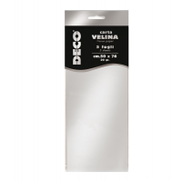 Carta velina metallizzata - 20 gr - 50 x 76 cm - argento - busta 5 fogli - Deco - 12455/2 - 8004957124569 - DMwebShop