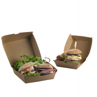 Scatole per hamburger Street Food in carta kraft - 16 x 16 x 9 cm - conf. 50 pezzi - Leone - H0708 - 8024112005595 - DMwebShop