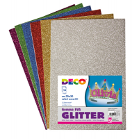 Gomma Crepp Glitter - 20 x 30 cm - colori assortiti - busta 10 fogli - Deco - 12377 - 8004957123777 - DMwebShop